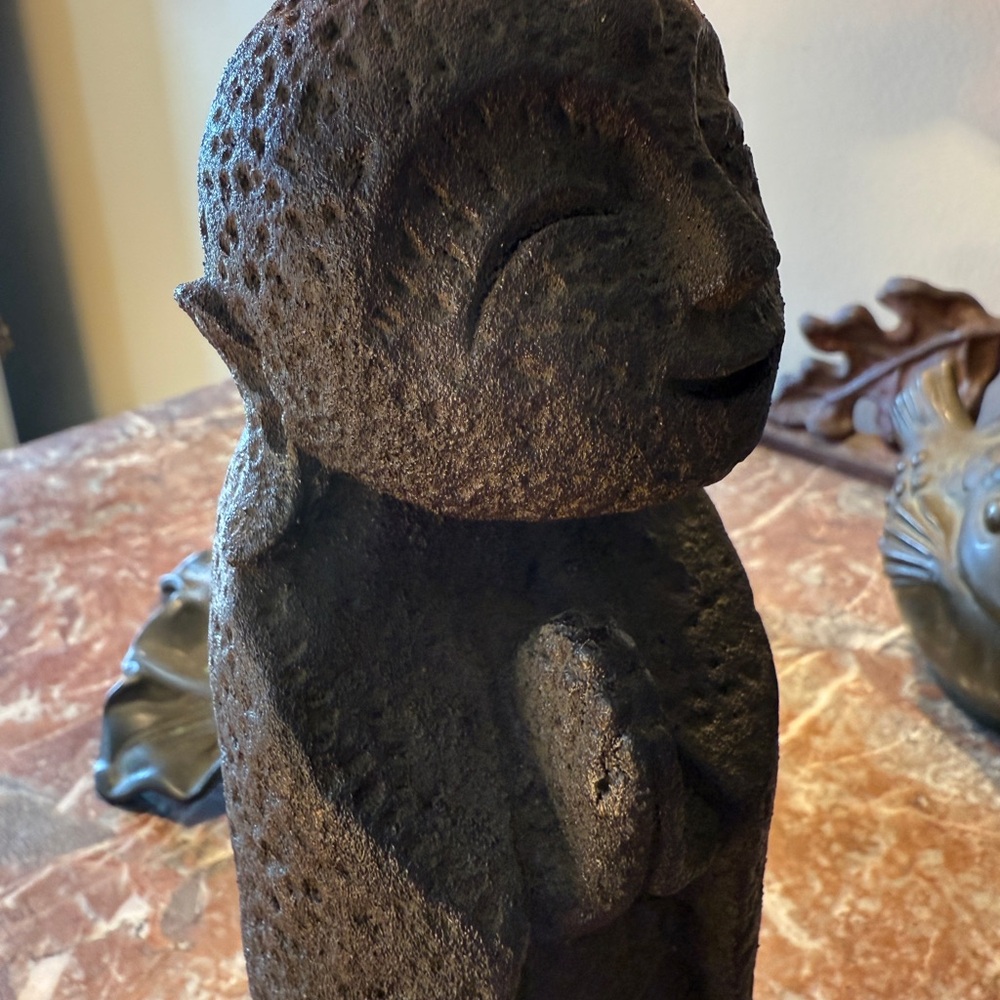 Smiling Jizo Buddha Stone Statue - Guardian of Children and Travelers - Picture 10 of 15